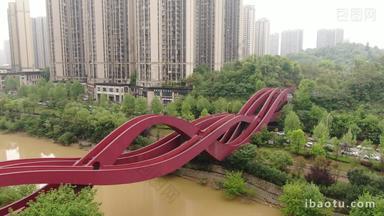 湖南长沙中国结桥梁航拍